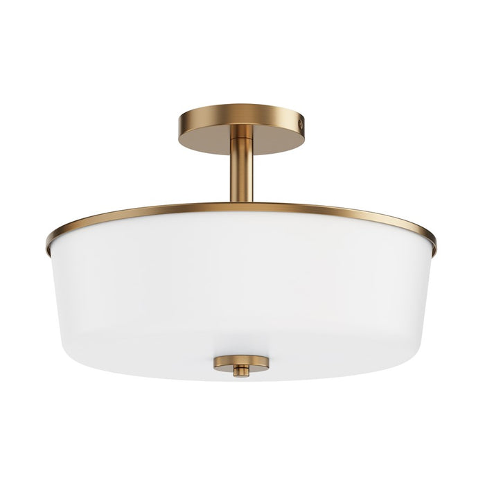 Maxim Lighting Fuller 3Lt 10" Flush Mount, Natural Aged Brass/White - 5695WTNAB