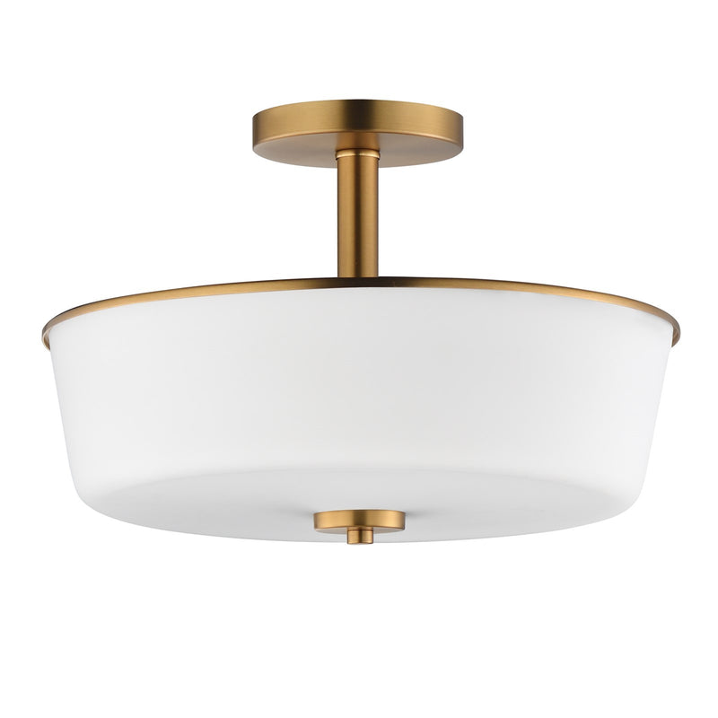 Maxim Lighting Fuller 3Lt 10" Flush Mount, Natural Aged Brass/White