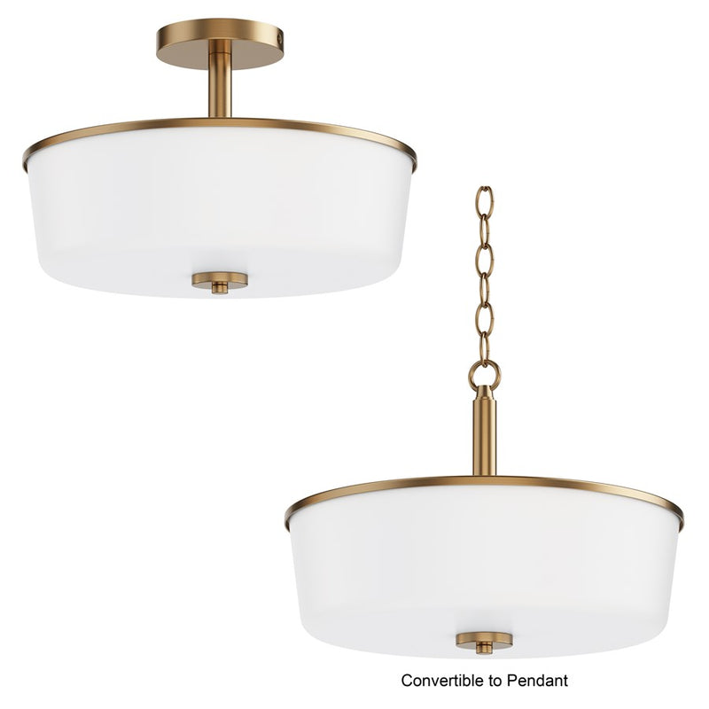 Maxim Lighting Fuller 3Lt 10" Flush Mount, Natural Aged Brass/White
