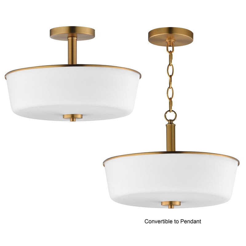 Maxim Lighting Fuller 3Lt 10" Flush Mount, Natural Aged Brass/White