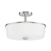 Maxim Lighting Fuller 3 Light 10" Flush Mount, Satin Nickel/White - 5695WTSN