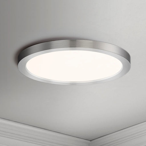 Maxim Lighting Chip 9" 18W RD LED Flush Mount 3000K, Nickel/White