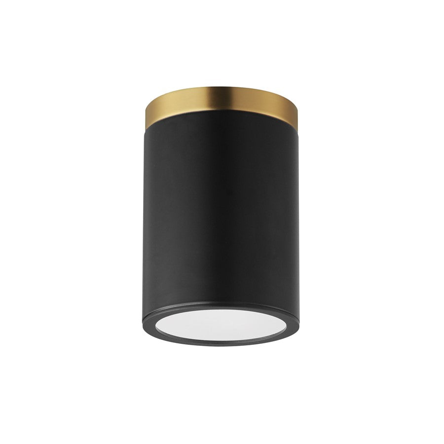Maxim Lighting Dapper 1 Light Semi-Flush Mount, Black/Brass/White - 59700WTBKAB