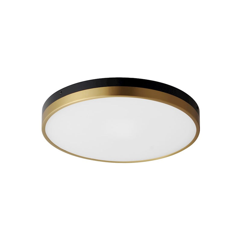 Maxim Dapper 1 Light Flush Mount, Black/Antique Brass/White