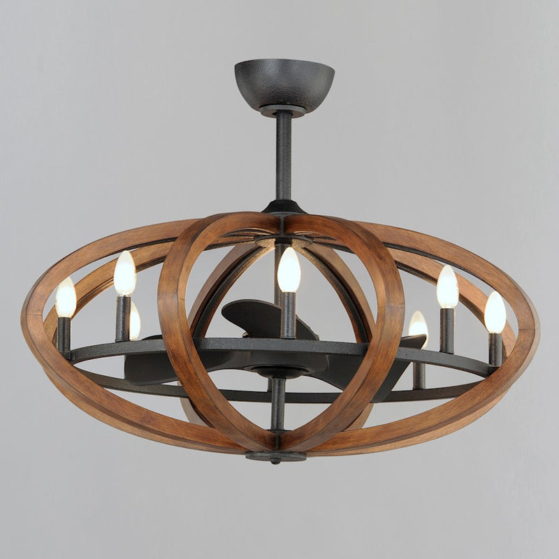 Maxim Lighting Bodega Bay 8-Lt WiFi LED Fandelight, Pecan/Anthracite