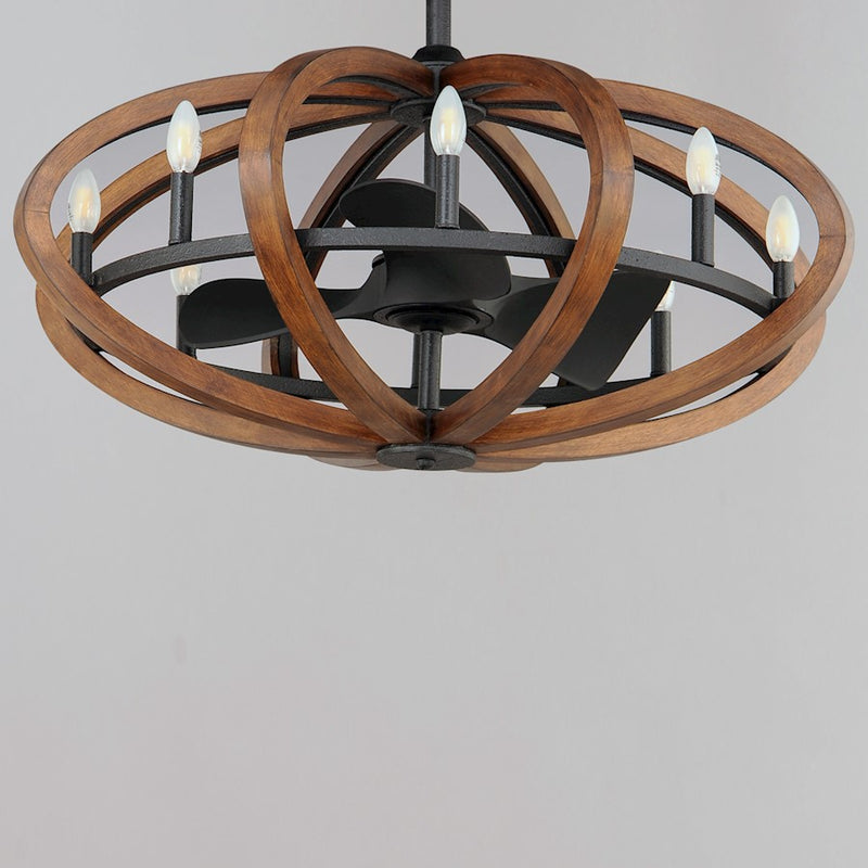 Maxim Lighting Bodega Bay 8-Lt WiFi LED Fandelight, Pecan/Anthracite