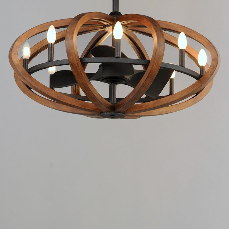 Maxim Lighting Bodega Bay 8-Lt WiFi LED Fandelight, Pecan/Anthracite
