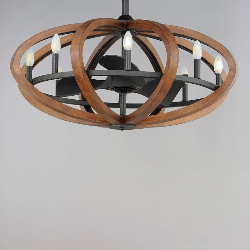 Maxim Lighting Bodega Bay 8-Lt WiFi LED Fandelight, Pecan/Anthracite