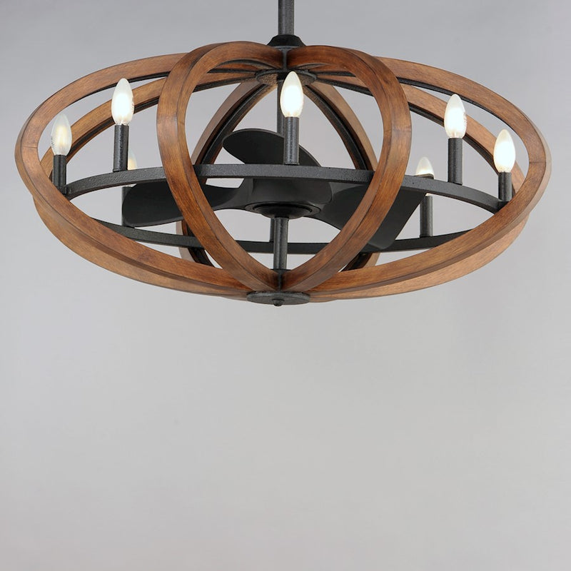 Maxim Lighting Bodega Bay 8-Lt WiFi LED Fandelight, Pecan/Anthracite