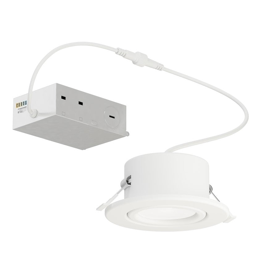 Maxim Lighting Slim Gimbal 1 Light 4" Flush Mount/5CCT, White/White - 67755WTWT