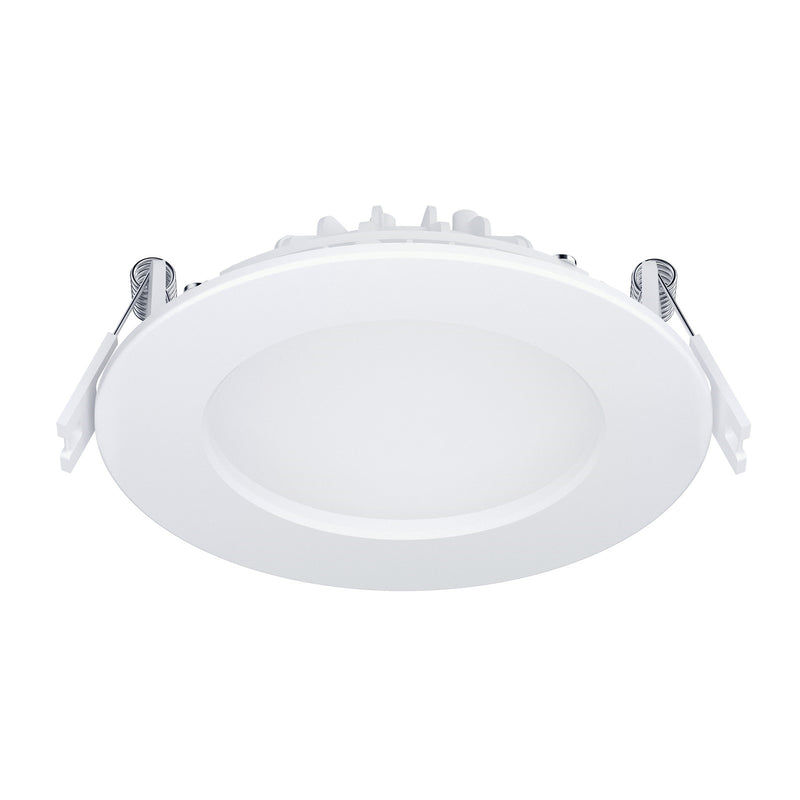 Maxim Lighting Cove 4in 1-Light Recessed Downlight | Modern White Aluminum and Steel | Kitchen & Bathroom Ceiling Light | Model 67795WT