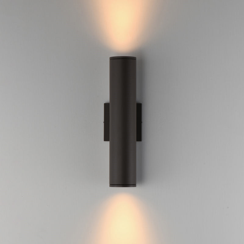 Maxim Lighting Caldera 15in 2-Light Outdoor Wall Sconce | Modern Architectural Bronze and Glass | Patio & Entryway | 3.25 x 4 x 15 in | Model 86223ABZ