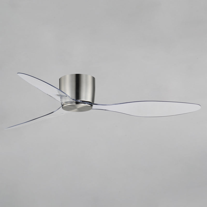 Maxim Lighting Aeris 52in 3-Blade Hugger Ceiling Fan | Modern Satin Nickel Steel | Bedroom & Living Room | 52 x 52 x 7 in | Model 88313SN