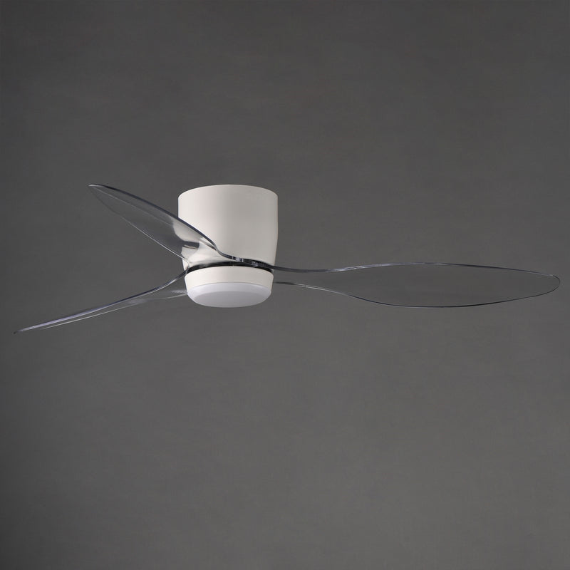 Maxim Lighting Aeris 52in 3-Blade Hugger Ceiling Fan with LED | Modern Matte White Steel | Bedroom & Living Room | 52 x 52 x 9 in | Model 88314WTMW