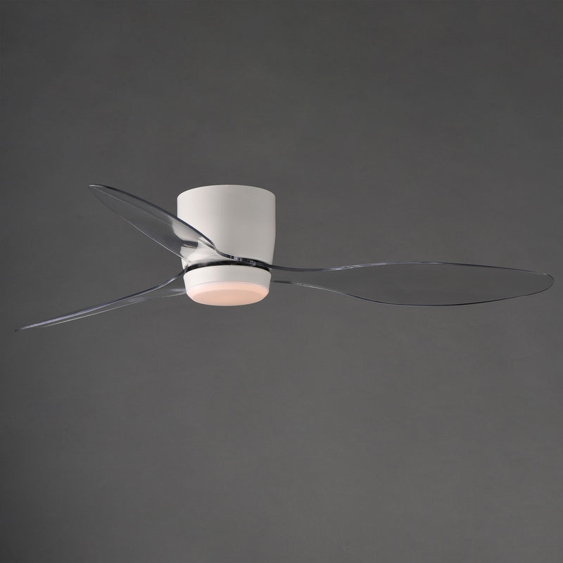 Maxim Lighting Aeris 52in 3-Blade Hugger Ceiling Fan with LED | Modern Matte White Steel | Bedroom & Living Room | 52 x 52 x 9 in | Model 88314WTMW