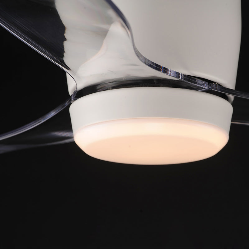 Maxim Lighting Aeris 52in 3-Blade Hugger Ceiling Fan with LED | Modern Matte White Steel | Bedroom & Living Room | 52 x 52 x 9 in | Model 88314WTMW