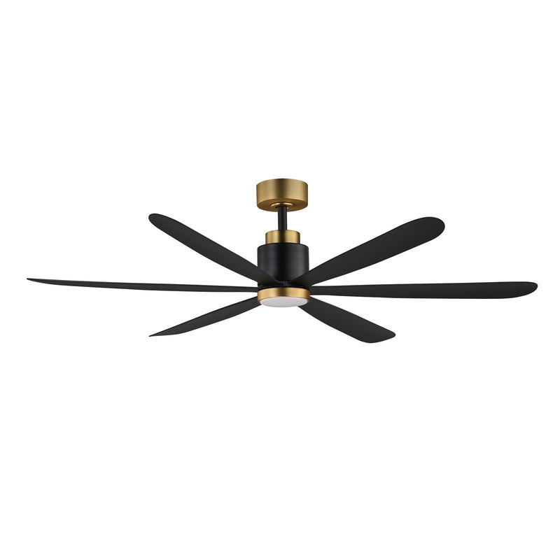 Maxim Lighting Petals 60in 6-Blade Ceiling Fan | Modern Black and Gold Steel | Bedroom & Living Room | 60 x 60 x 17 in, LED | Model 88326BKGLD