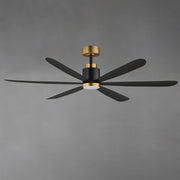 Maxim Lighting Petals 60in 6-Blade Ceiling Fan | Modern Black and Gold Steel | Bedroom & Living Room | 60 x 60 x 17 in, LED | Model 88326BKGLD