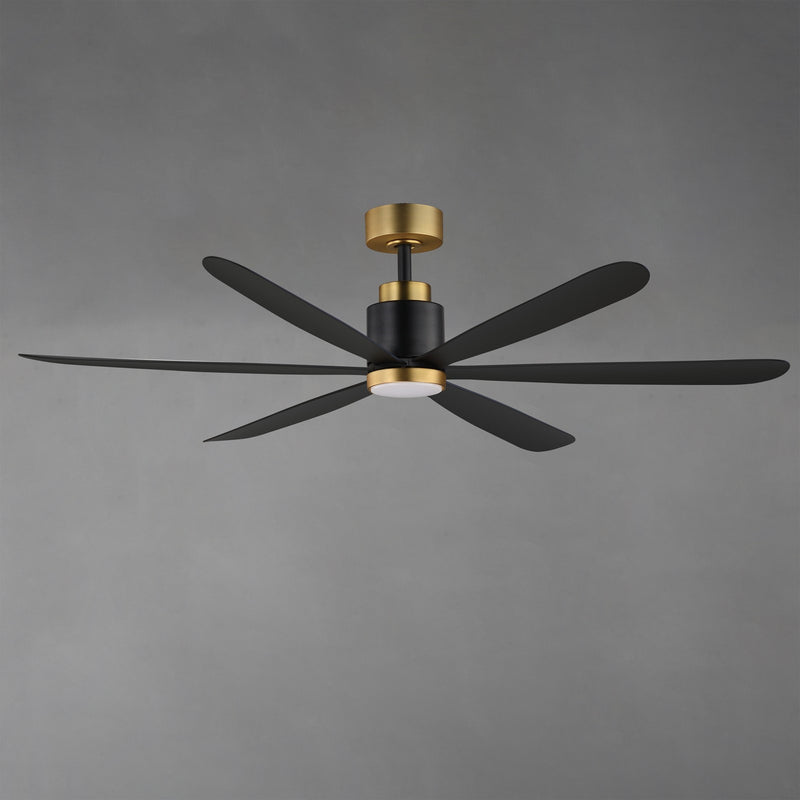 Maxim Lighting Petals 60in 6-Blade Ceiling Fan | Modern Black and Gold Steel | Bedroom & Living Room | 60 x 60 x 17 in, LED | Model 88326BKGLD