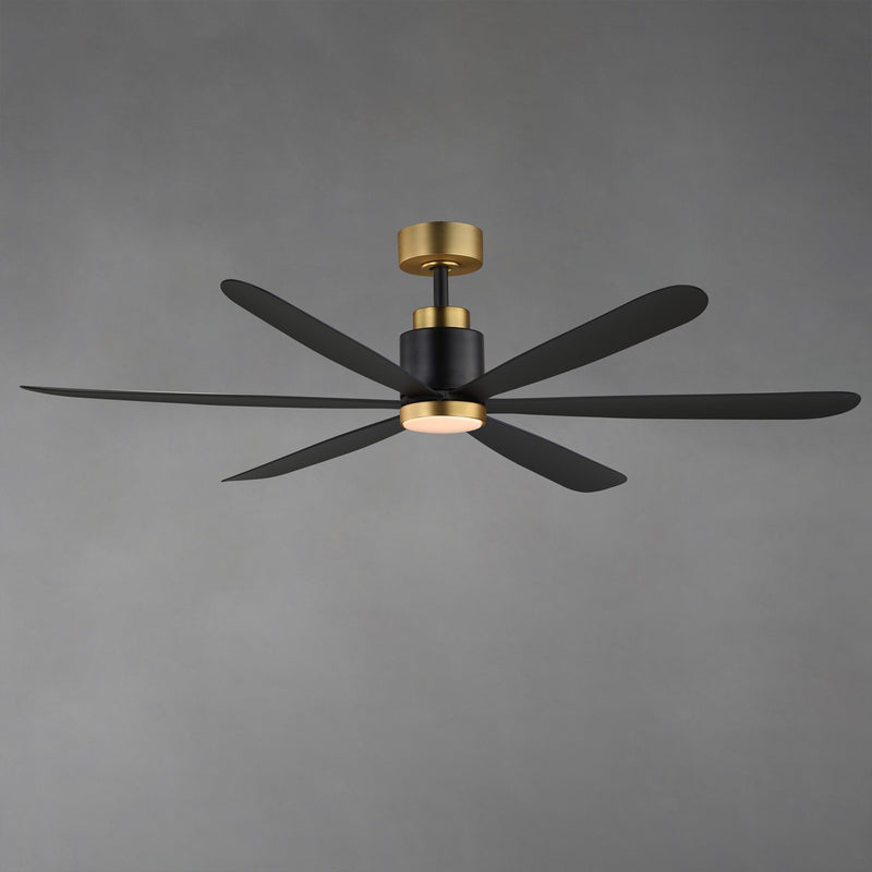 Maxim Lighting Petals 60in 6-Blade Ceiling Fan | Modern Black and Gold Steel | Bedroom & Living Room | 60 x 60 x 17 in, LED | Model 88326BKGLD