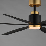 Maxim Lighting Petals 60in 6-Blade Ceiling Fan | Modern Black and Gold Steel | Bedroom & Living Room | 60 x 60 x 17 in, LED | Model 88326BKGLD