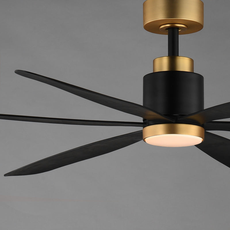 Maxim Lighting Petals 60in 6-Blade Ceiling Fan | Modern Black and Gold Steel | Bedroom & Living Room | 60 x 60 x 17 in, LED | Model 88326BKGLD
