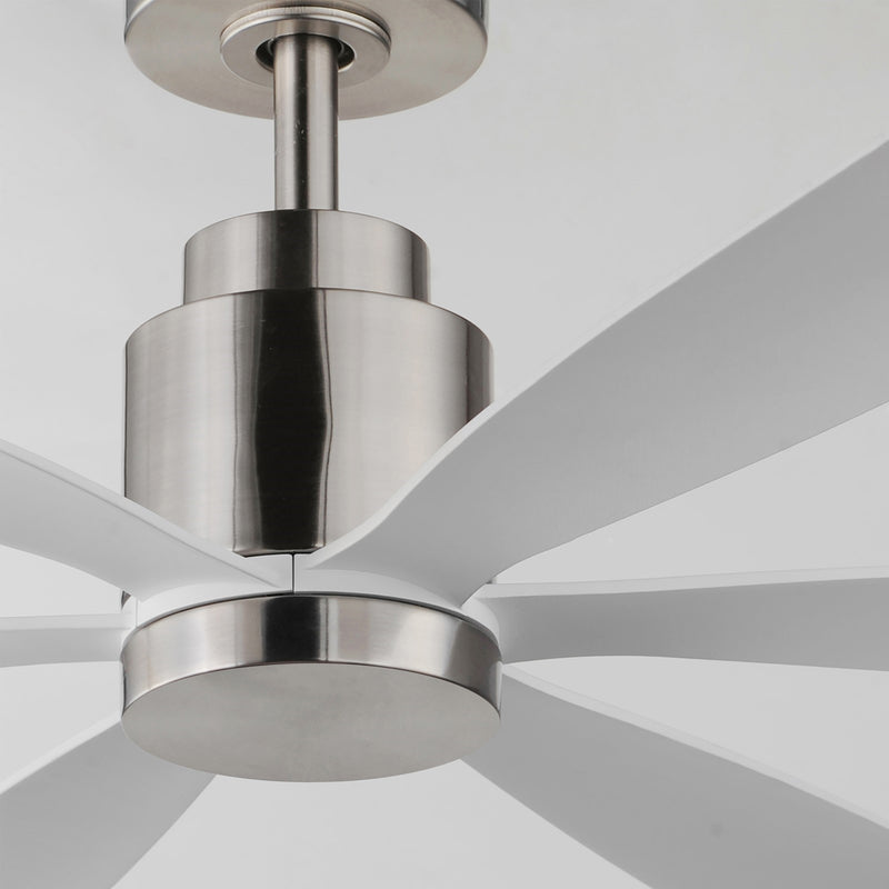 Maxim Lighting Petals 60in 6-Blade Ceiling Fan | Modern Satin Nickel and White ABS | Bedroom & Living Room | 60 x 60 x 17 in, LED | Model 88326SN