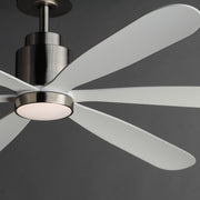 Maxim Lighting Petals 60in 6-Blade Ceiling Fan | Modern Satin Nickel and White ABS | Bedroom & Living Room | 60 x 60 x 17 in, LED | Model 88326SN