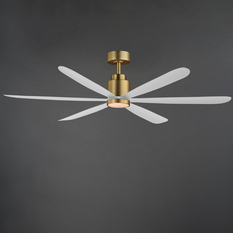 Maxim Lighting Petals 60in 6-Blade Ceiling Fan | Modern White and Natural Aged Brass Steel | Bedroom & Living Room | Model 88326WTNAB