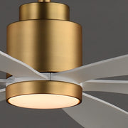 Maxim Lighting Petals 60in 6-Blade Ceiling Fan | Modern White and Natural Aged Brass Steel | Bedroom & Living Room | Model 88326WTNAB