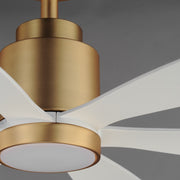 Maxim Lighting Petals 60in 6-Blade Ceiling Fan | Modern White and Natural Aged Brass Steel | Bedroom & Living Room | Model 88326WTNAB