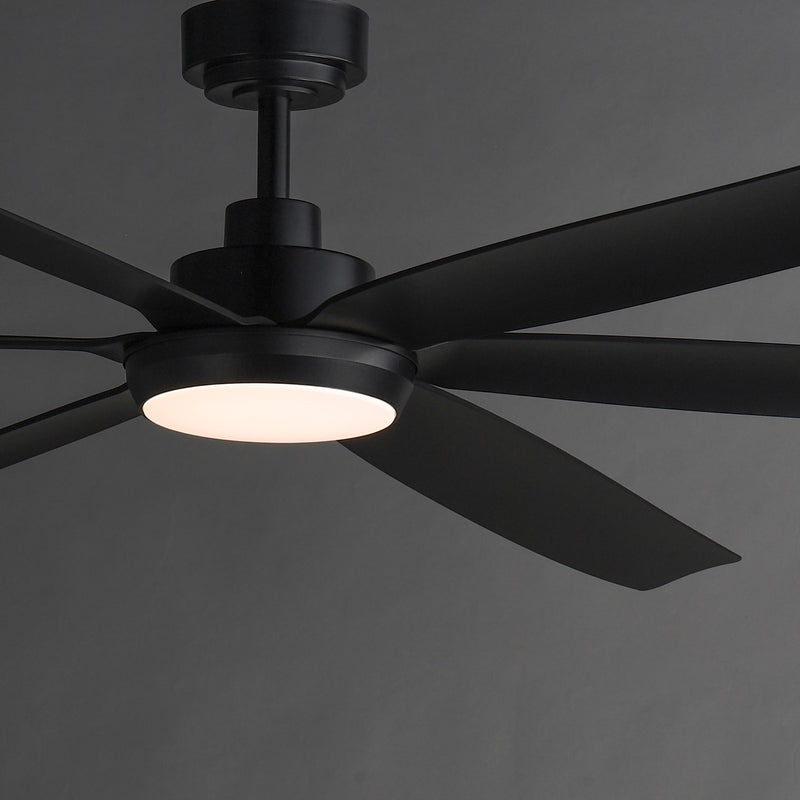 Maxim Lighting Albatross 72in 6-Blade Outdoor Ceiling Fan with LED | Coastal Black ABS | Covered Patio & Veranda | 72 x 72 x 13 in | Model 88367WTBK
