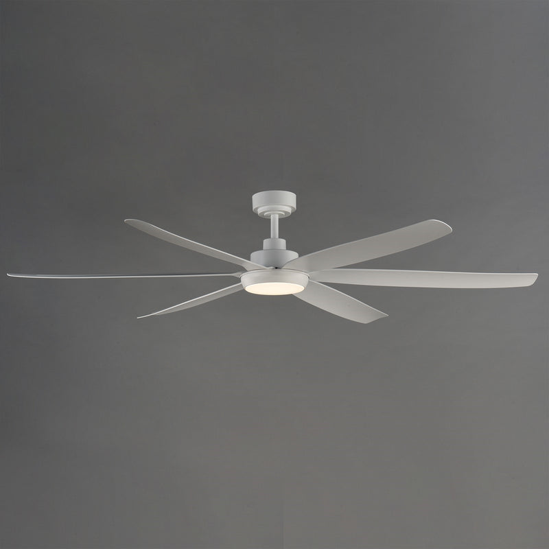Maxim Lighting Albatross 72in 6-Blade Outdoor Ceiling Fan with LED | Coastal Matte White ABS | Covered Patio & Veranda | Model 88367WTMW