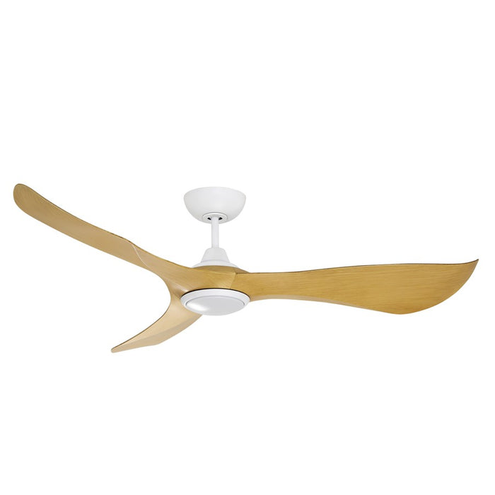 Maxim Lighting Keanu 1 Light Outdoor Ceiling Fan, Matte White/Teak - 88755WTMWTK