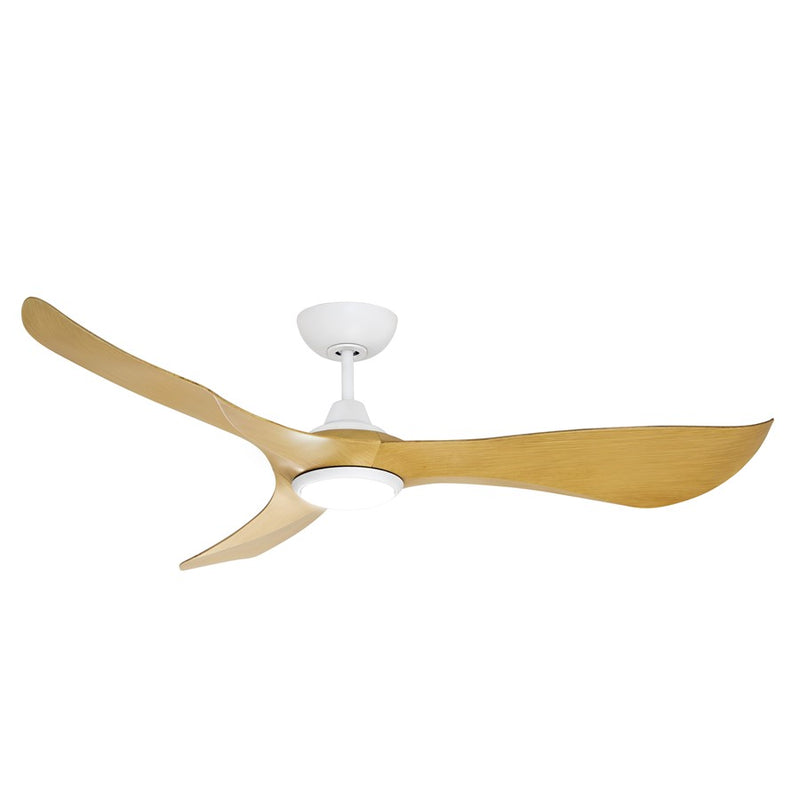 Maxim Lighting Keanu 1 Light Outdoor Ceiling Fan, Matte White/Teak