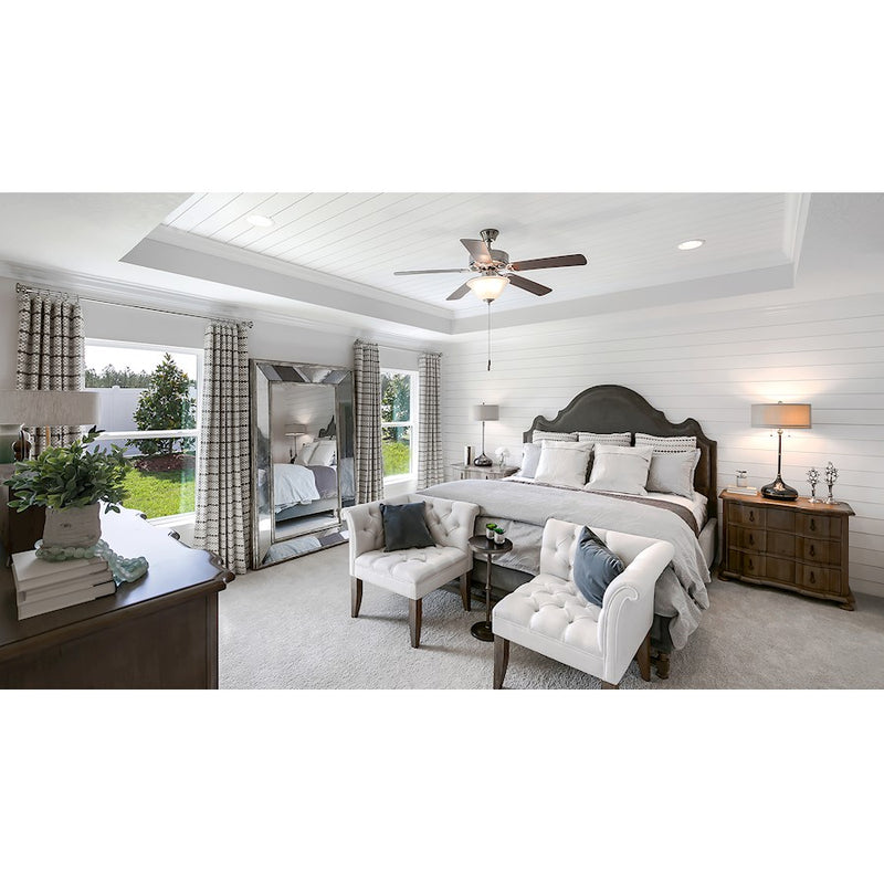 Maxim Basic-Max 52" Ceiling Fan Walnut/Pecan Blades, Satin Nickel