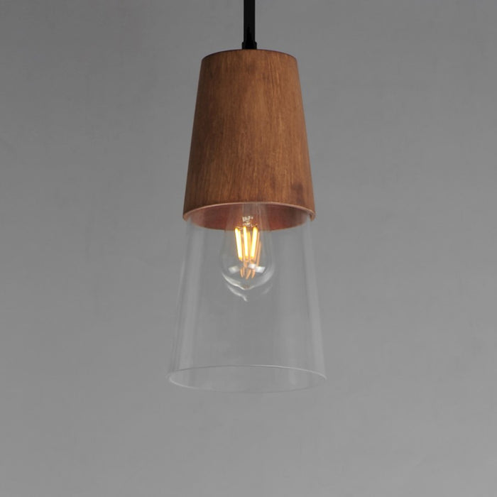 Maxim Lighting Carpenter 1Lt 6.5" Mini Pendant, Walnut/Black/Clear