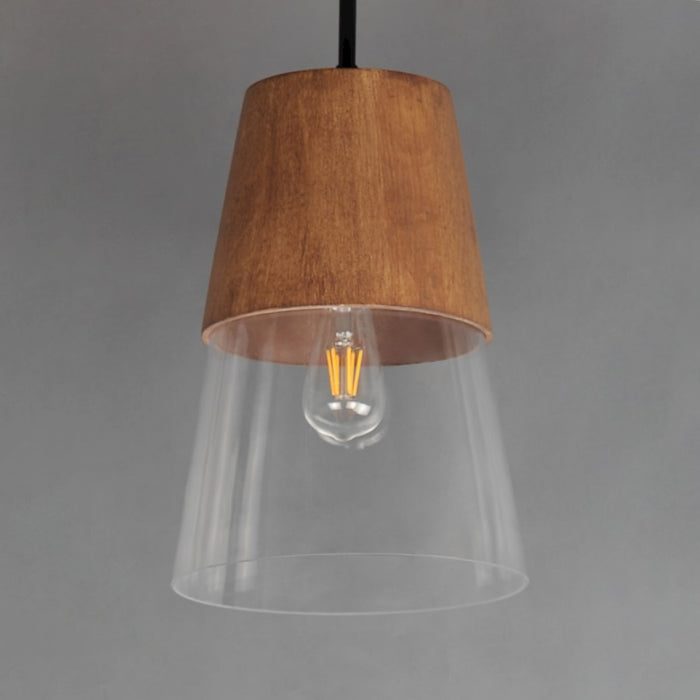 Maxim Lighting Carpenter 1Lt 10" Mini Pendant, Walnut/Black/Clear