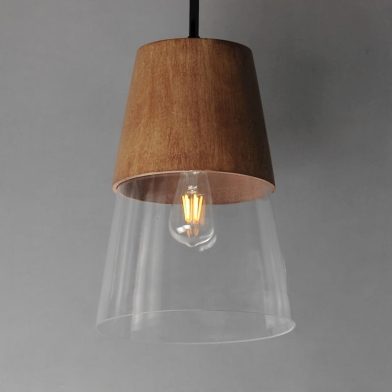 Maxim Lighting Carpenter 1Lt 10" Mini Pendant, Walnut/Black/Clear