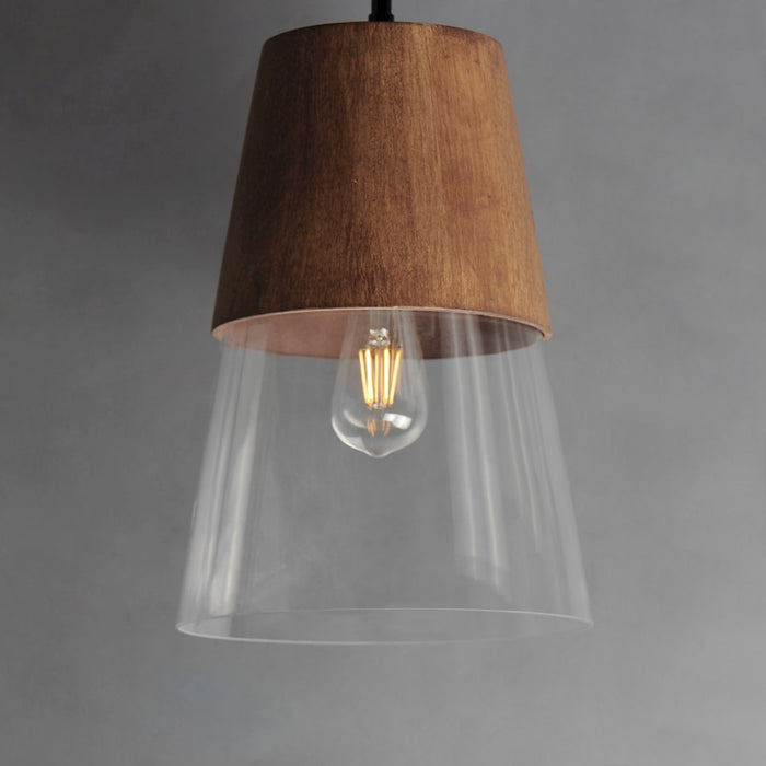 Maxim Lighting Carpenter 1Lt 10" Mini Pendant, Walnut/Black/Clear