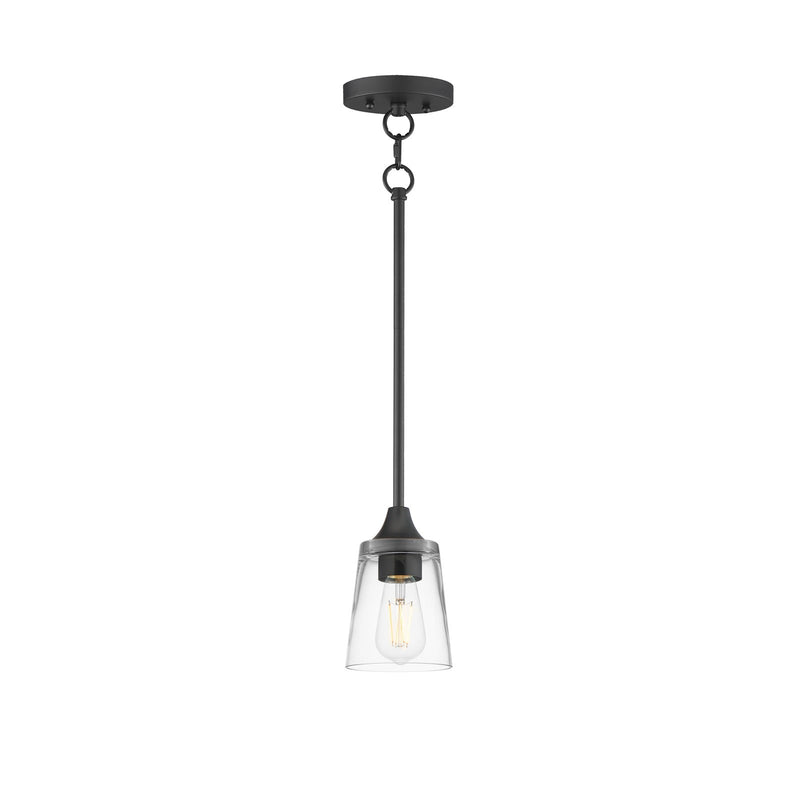 Maxim Lighting Hudson 1 Light 8" Mini Pendant, Black/Clear