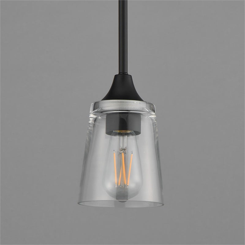 Maxim Lighting Hudson 1 Light 8" Mini Pendant, Black/Clear