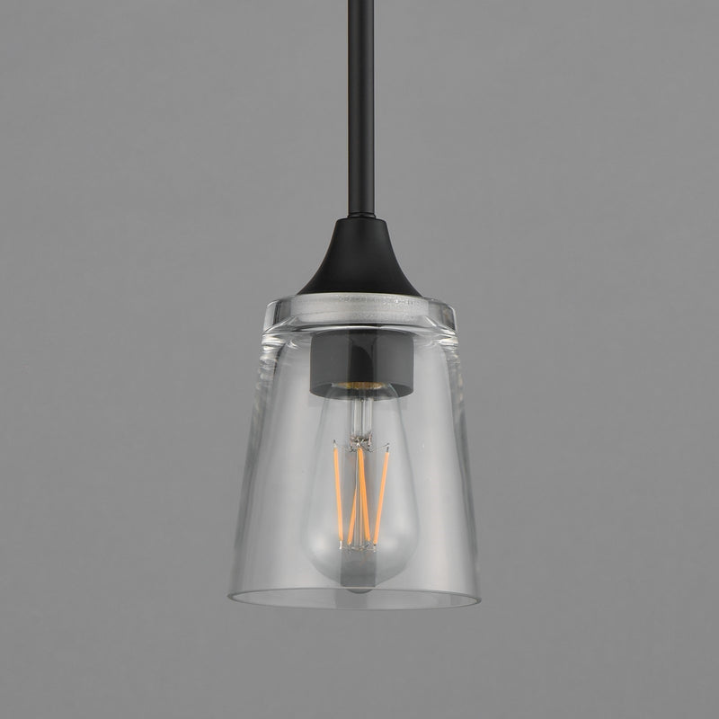Maxim Lighting Hudson 1 Light 8" Mini Pendant, Black/Clear