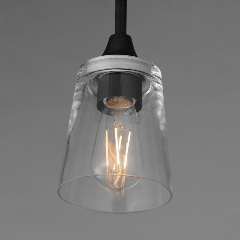 Maxim Lighting Hudson 1 Light 8" Mini Pendant, Black/Clear