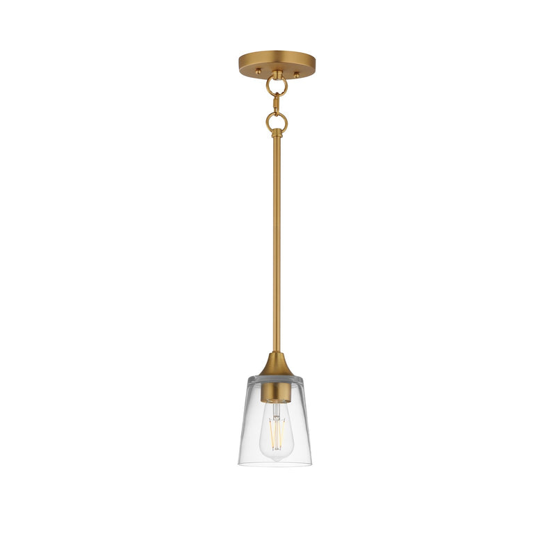 Maxim Lighting Hudson 1Lt 8" Mini Pendant, Natural Aged Brass/Clear
