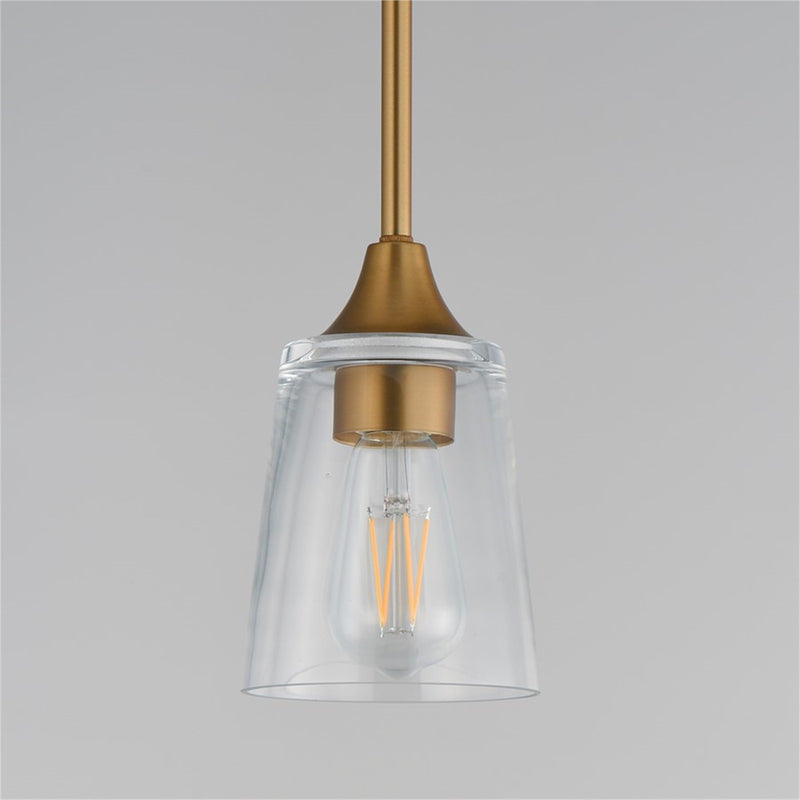 Maxim Lighting Hudson 1Lt 8" Mini Pendant, Natural Aged Brass/Clear