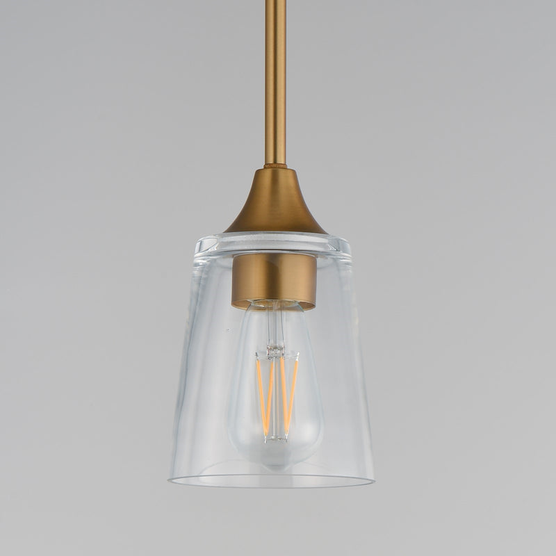 Maxim Lighting Hudson 1Lt 8" Mini Pendant, Natural Aged Brass/Clear