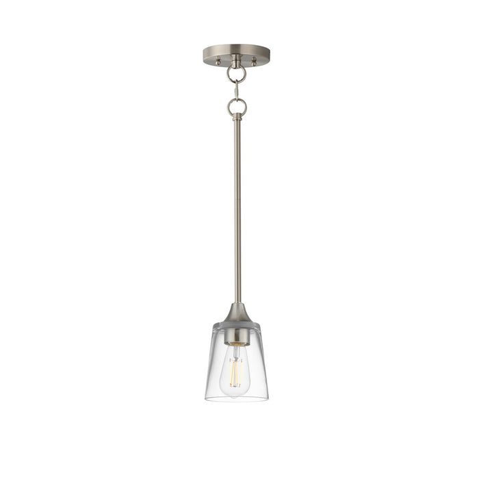 Maxim Lighting Hudson 1 Light 8" Mini Pendant, Satin Nickel/Clear - 92880CLSN