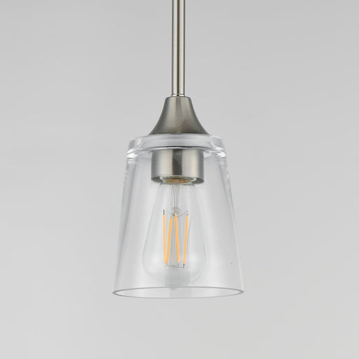 Maxim Lighting Hudson 1 Light 8" Mini Pendant, Satin Nickel/Clear