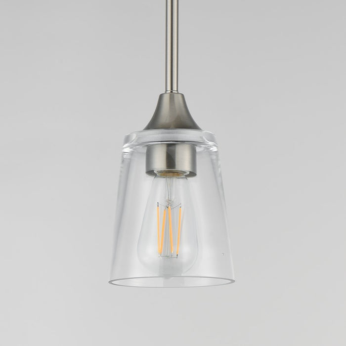 Maxim Lighting Hudson 1 Light 8" Mini Pendant, Satin Nickel/Clear